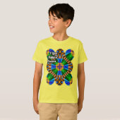 ユニーク抽象芸術花模様 Tシャツ (正面フル)