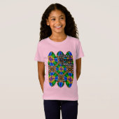 ユニーク抽象芸術花模様 Tシャツ (正面フル)