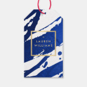 ユニーク抽象芸術藍青の筆跡 ギフトタグ (正面)