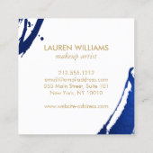 ユニーク抽象芸術藍青の筆跡 スクエア名刺 (裏面)