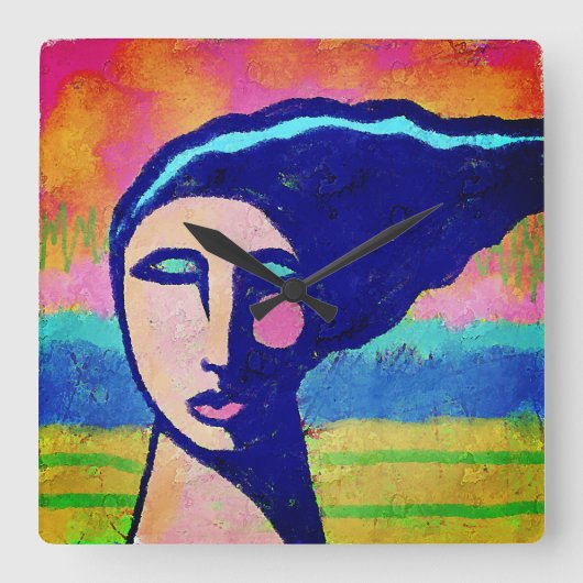 ユニーク抽象芸術 スクエア壁時計 (正面)