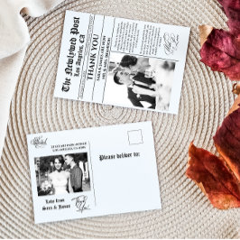 ユニーク新聞結婚感謝はがき ポストカード