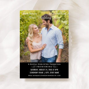 ユニーク映画結婚ポスター白黒フォト 招待状