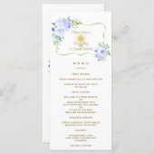 ユニーク春ブルーフローラ金ゴールド聖体拝領メニュー メニュー (正面/裏面)