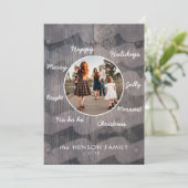 ユニーク木素朴のクリスマスファミリーフォトホリデー シーズンカード (スタンド正面)