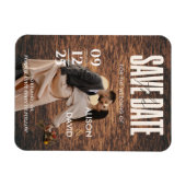 ユニーク木素朴の写真の日付を保存結婚する マグネット (横)