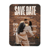 ユニーク木素朴の写真の日付を保存結婚する マグネット (縦)