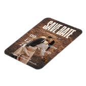 ユニーク木素朴の写真の日付を保存結婚する マグネット (左側)