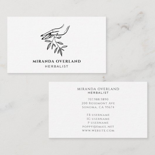 ユニーク本草学者Naturopath植物学離れのロゴ 名刺 (正面/裏面)