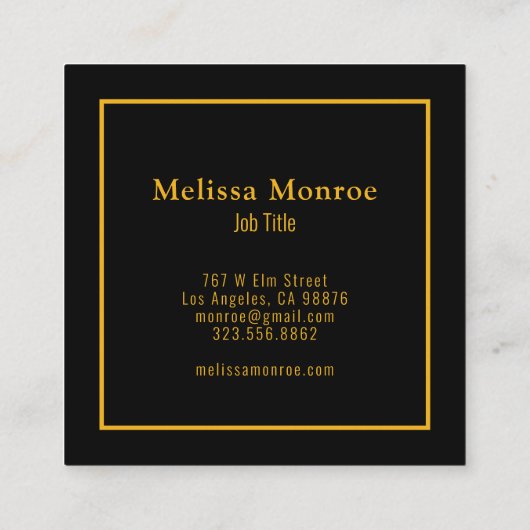 ユニーク植物赤い花と金ゴールドタイポグラフィ スクエア名刺 (裏面)