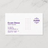 ユニーク深いパープルピンクサウンドモダンミュージックスタジオ 名刺 (裏面)