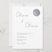 ユニーク灰銀ワックスシール結婚モノグラム 招待状 (正面)
