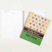 ユニーク点々のあるカラフルレトロ緑 プランナー手帳 (ディスプレー)