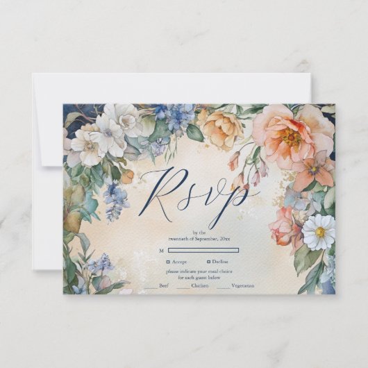 ユニーク王室のビクトリアンエレガ結婚ンス 出欠カード (正面)