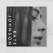 ユニーク白黒プロフェッショナル写真QRコード スクエア名刺 (正面)