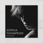 ユニーク白黒プロフェッショナル写真QRコード スクエア名刺 (正面)