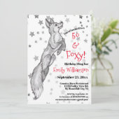 ユニーク白黒レッドキツネスターフォックス50誕生日 招待状 (スタンド正面)