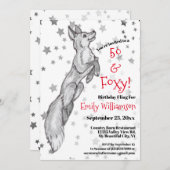 ユニーク白黒レッドキツネスターフォックス50誕生日 招待状 (正面/裏面)