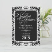 ユニーク白黒レーストバルろうけつ染め結婚ズ 招待状 (スタンド正面)