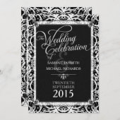 ユニーク白黒レーストバルろうけつ染め結婚ズ 招待状 (正面/裏面)