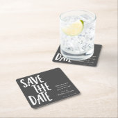 ユニーク白黒結婚式の日付の保存 スクエアペーパーコースター (インサイチュ)