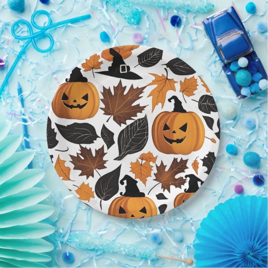 ユニーク秋不気味ハロウィーンパンプキンカービング ペーパープレート (パーティー)