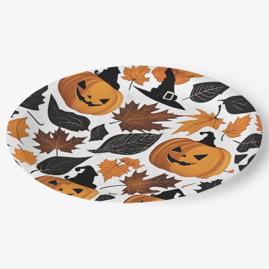 ユニーク秋不気味ハロウィーンパンプキンカービング ペーパープレート (アングル)