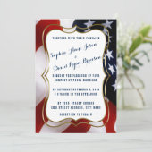 ユニーク米国国旗の金ゴールド結婚のカスタム 招待状 (スタンド正面)