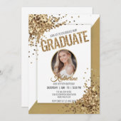 ユニーク紙吹雪きらめく誕生日大学院写真 招待状 (正面/裏面)