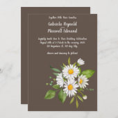 ユニーク素朴フローラ白デイジー結婚ズ 招待状 (正面/裏面)