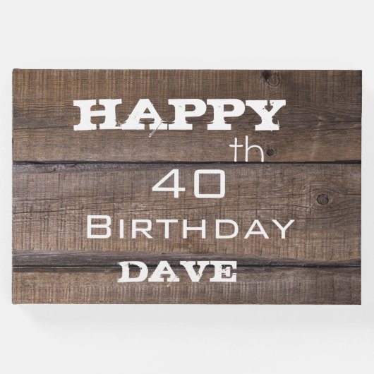 ユニーク素朴モダン生誕パーソナライズされた生日 ゲストブック (正面)