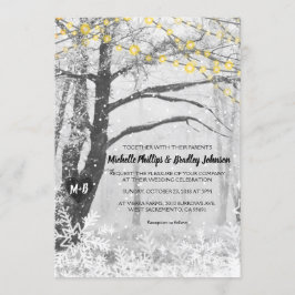 ユニーク素朴冬ツリーライト結婚式招待状 招待状