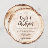 ユニーク素朴結婚木の樹皮カスタム法 招待状 (正面/裏面)