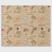 ユニーク素朴花びら乾花レトロスタイル ラッピングペーパー (フラット)