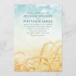 ユニーク素朴麦ヴィンテージ国結婚夏 招待状