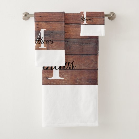 ユニーク素朴Brick Pattern Monogram名カスタム式 バスタオルセット (インサイチュ)