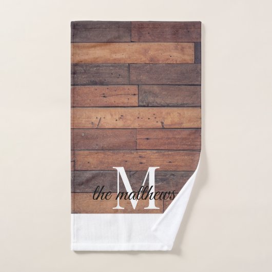 ユニーク素朴Brick Pattern Monogram名カスタム式 バスタオルセット (ハンドタオル)