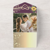 ユニーク結婚カラフルフローラ オールインワン招待状 (外側)