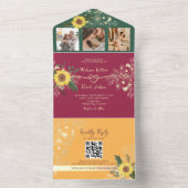 ユニーク結婚カラフルフローラ オールインワン招待状 (内側)