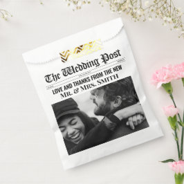 ユニーク結婚式の引き出物バッグ結婚ズ新聞 フェイバーバッグ