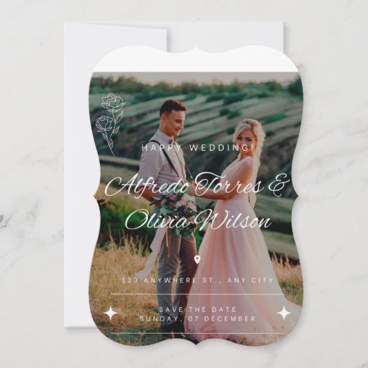 ユニーク結婚式招待状日付の保存 (正面)