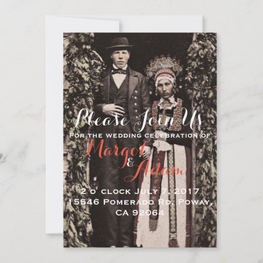 ユニーク結婚式招待状,予測できな,ヴィンテージ 招待状 (正面)