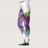 ユニーク緑と紫の水色絵を描（ばちゃばちゃ）跳ねる レギンス (左)