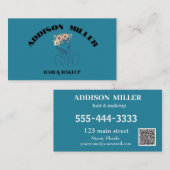 ユニーク美しいヘア&メイクアップ&QRコード 名刺 (正面/裏面)