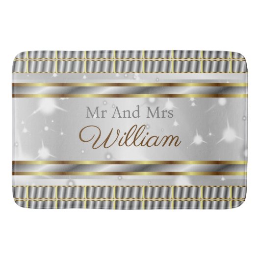 ユニーク美的金ゴールドシルバースタイリッシュズ結婚の バスマット (正面)