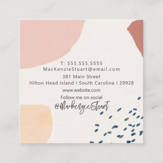 ユニーク自然モダン色彩の鮮やか抽象芸術赤面 スクエア名刺 (裏面)