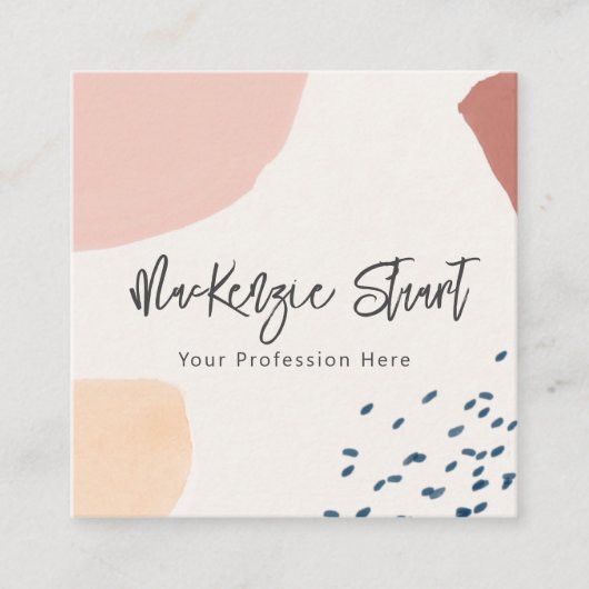 ユニーク自然モダン色彩の鮮やか抽象芸術赤面 スクエア名刺 (正面)