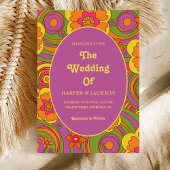 ユニーク色はっきりしたレトロ70sフラワーサマーヒッピー 招待状