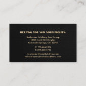 ユニーク金ゴールドおよびブラック弁護士名刺 名刺 (裏面)