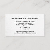 ユニーク金ゴールドおよびホワイト弁護士名刺 名刺 (裏面)